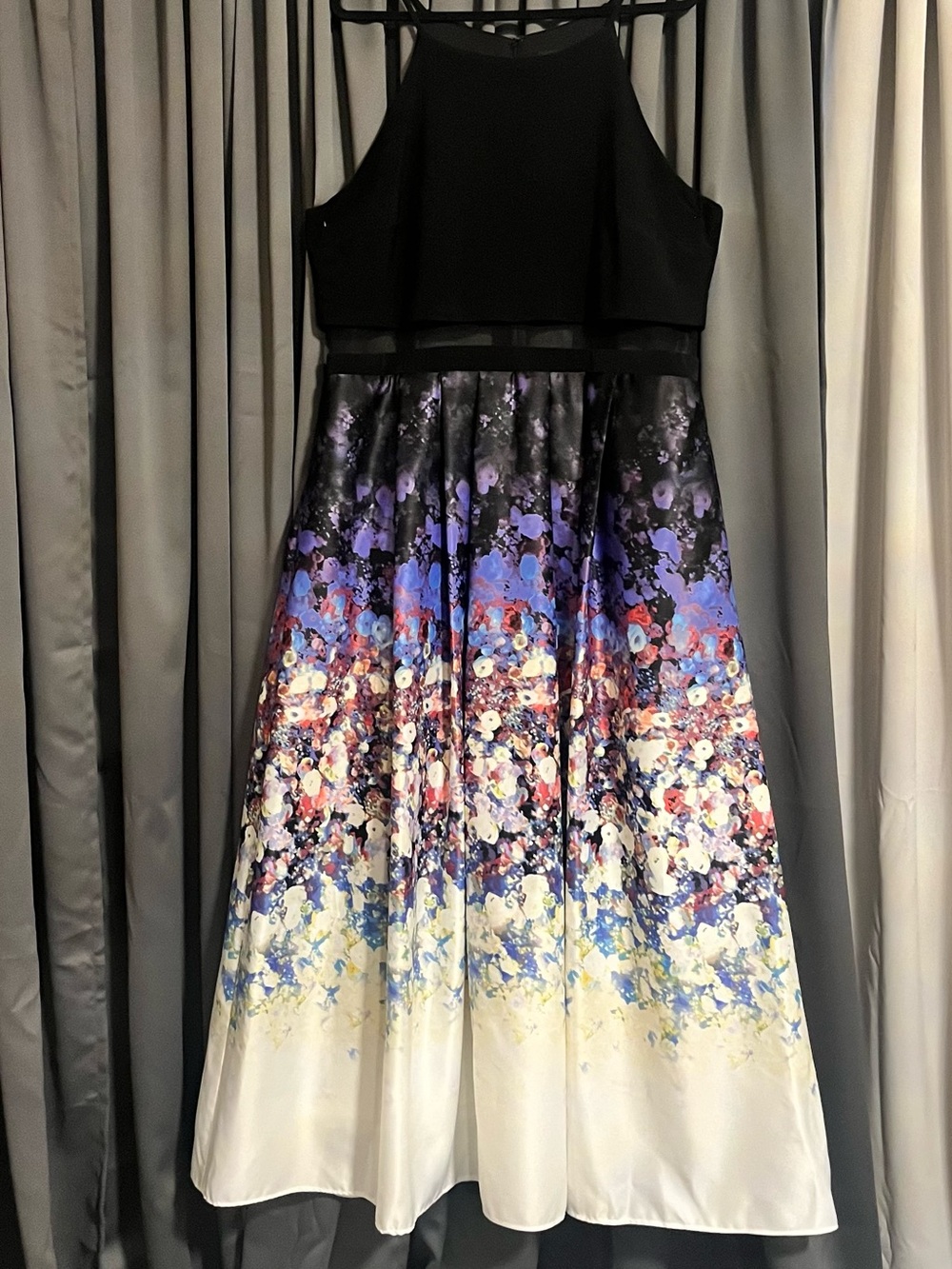 Betsy & Adam Floral Ombre jersey satin maxi dress